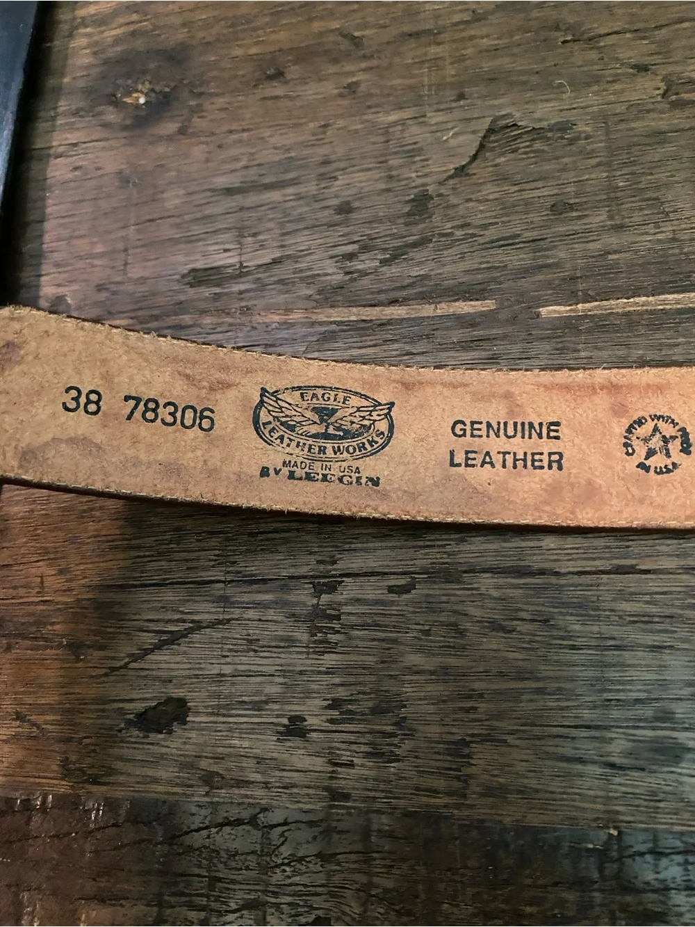 Vintage Tooled Leather Western Belt with Engraved Buckle - Tan 38
